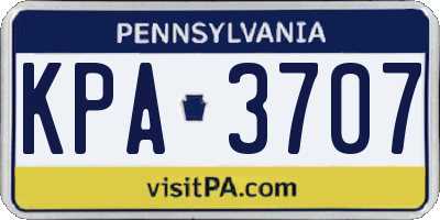 PA license plate KPA3707
