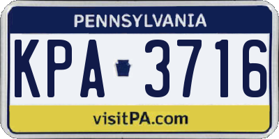 PA license plate KPA3716