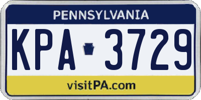 PA license plate KPA3729