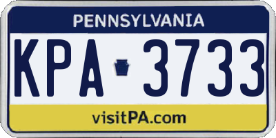 PA license plate KPA3733