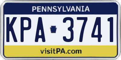 PA license plate KPA3741