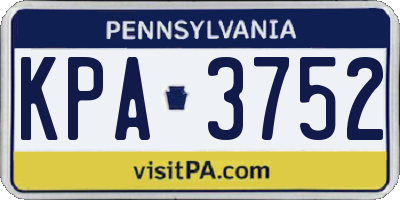 PA license plate KPA3752