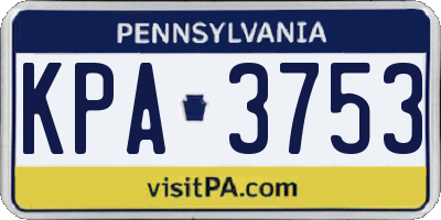 PA license plate KPA3753