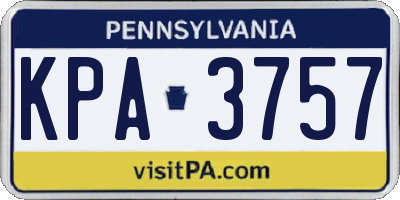 PA license plate KPA3757