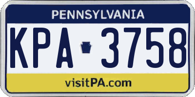 PA license plate KPA3758
