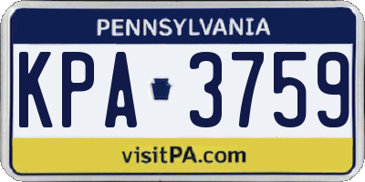 PA license plate KPA3759