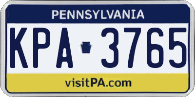 PA license plate KPA3765