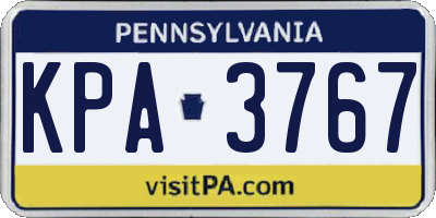 PA license plate KPA3767