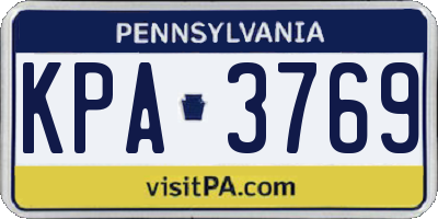PA license plate KPA3769