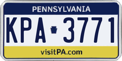 PA license plate KPA3771