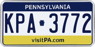 PA license plate KPA3772