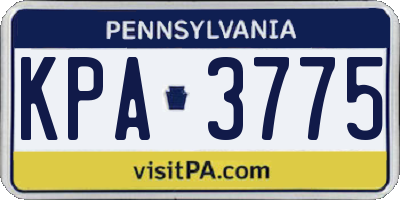 PA license plate KPA3775