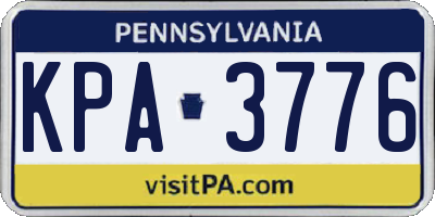 PA license plate KPA3776