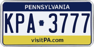 PA license plate KPA3777