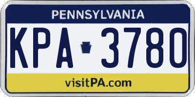 PA license plate KPA3780