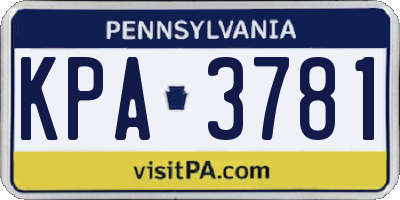 PA license plate KPA3781
