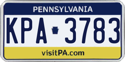 PA license plate KPA3783