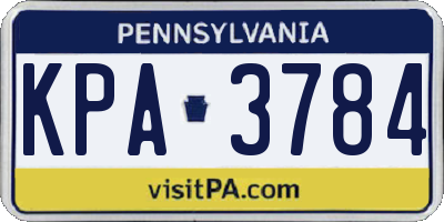 PA license plate KPA3784