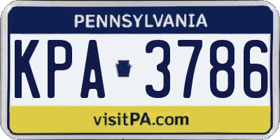 PA license plate KPA3786