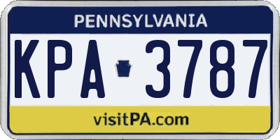PA license plate KPA3787