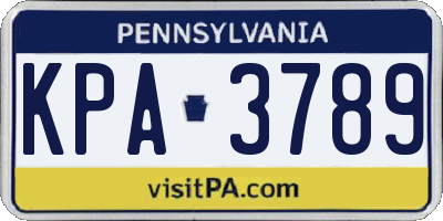PA license plate KPA3789