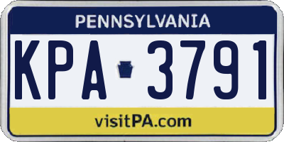 PA license plate KPA3791