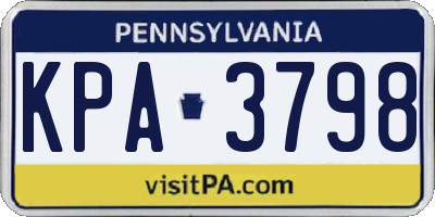 PA license plate KPA3798