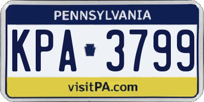 PA license plate KPA3799