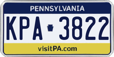 PA license plate KPA3822