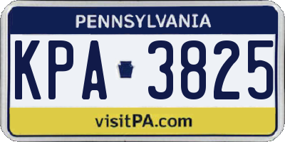 PA license plate KPA3825