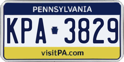 PA license plate KPA3829