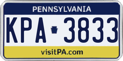 PA license plate KPA3833