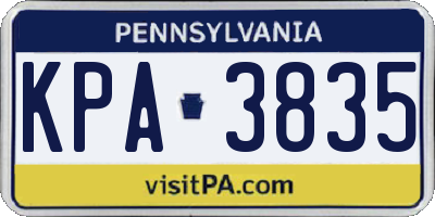 PA license plate KPA3835