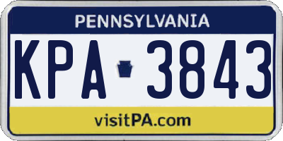 PA license plate KPA3843