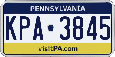 PA license plate KPA3845