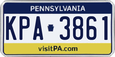 PA license plate KPA3861