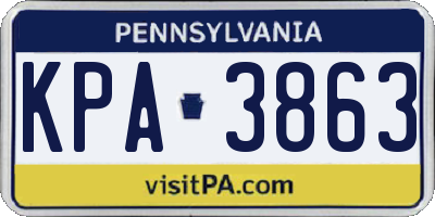 PA license plate KPA3863