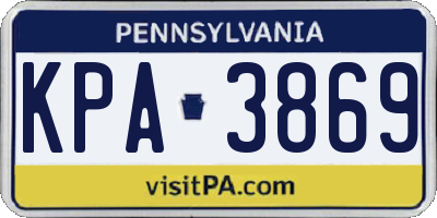 PA license plate KPA3869