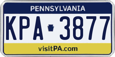 PA license plate KPA3877
