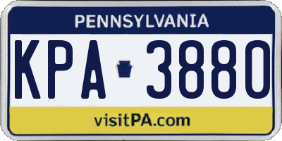 PA license plate KPA3880