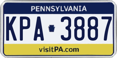 PA license plate KPA3887