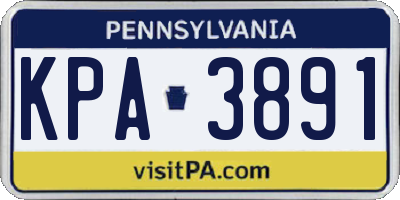 PA license plate KPA3891
