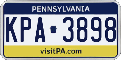 PA license plate KPA3898