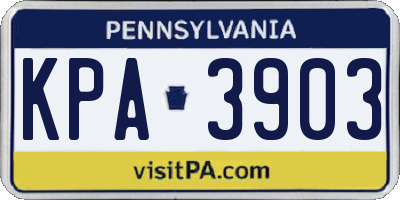PA license plate KPA3903