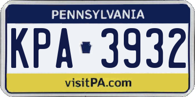 PA license plate KPA3932
