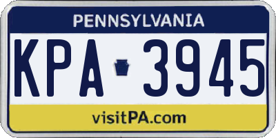 PA license plate KPA3945