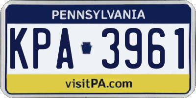 PA license plate KPA3961