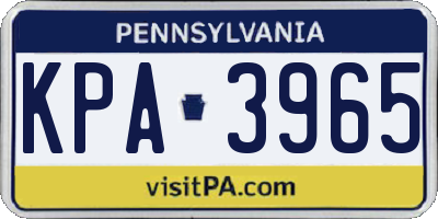 PA license plate KPA3965