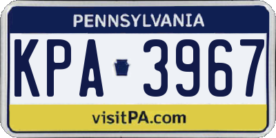 PA license plate KPA3967