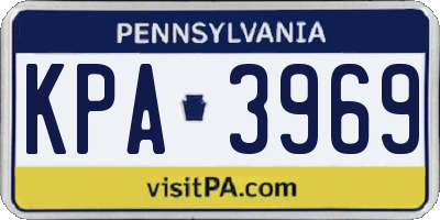 PA license plate KPA3969